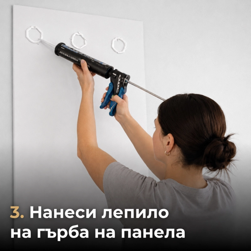 Акустичен панел от MDF 60x275см Голд-Бял + ПОДАРЪК: Лепило