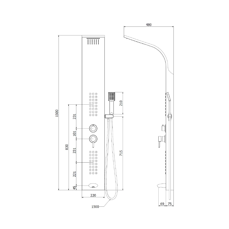 Душ панел Z-311 / Злато