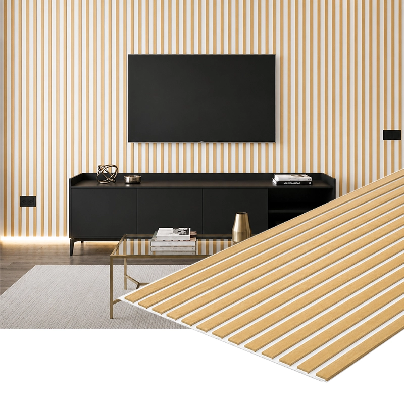 Акустичен панел от MDF 60x275см Голд-Бял + ПОДАРЪК: Лепило