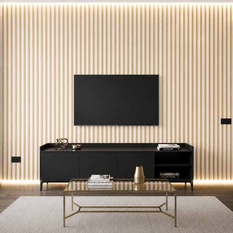 Акустичен панел от MDF 60x275см Голд-Бял + ПОДАРЪК: Лепило