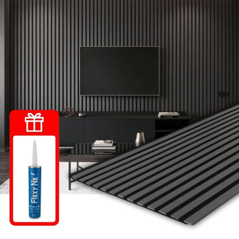 Акустичен панел от MDF 60x275см Антрацит + ПОДАРЪК: Монтажно лепило