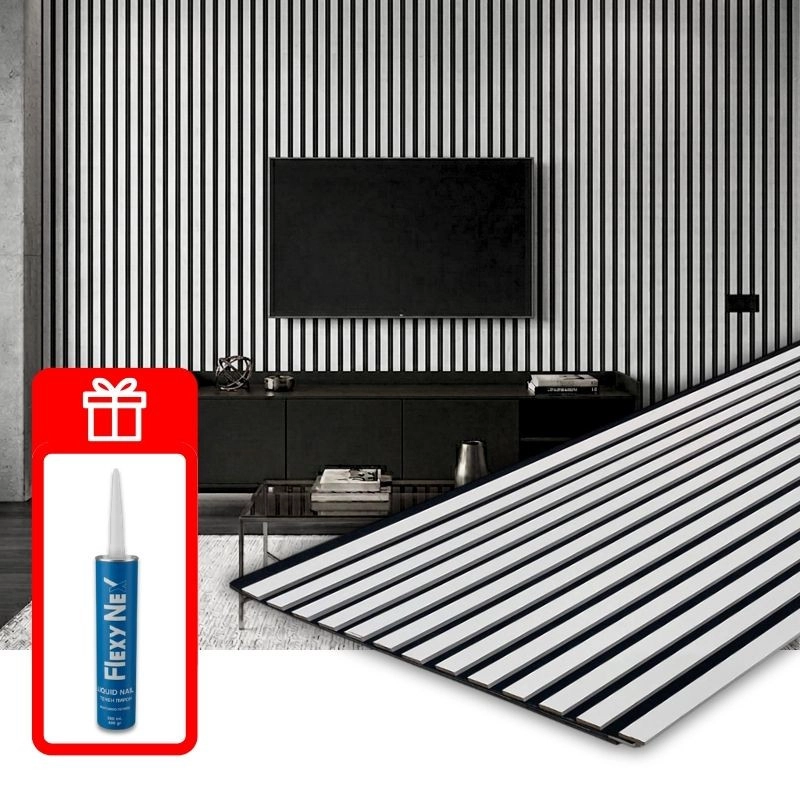 Акустичен панел от MDF 60x275см Бял + ПОДАРЪК: Монтажно лепило