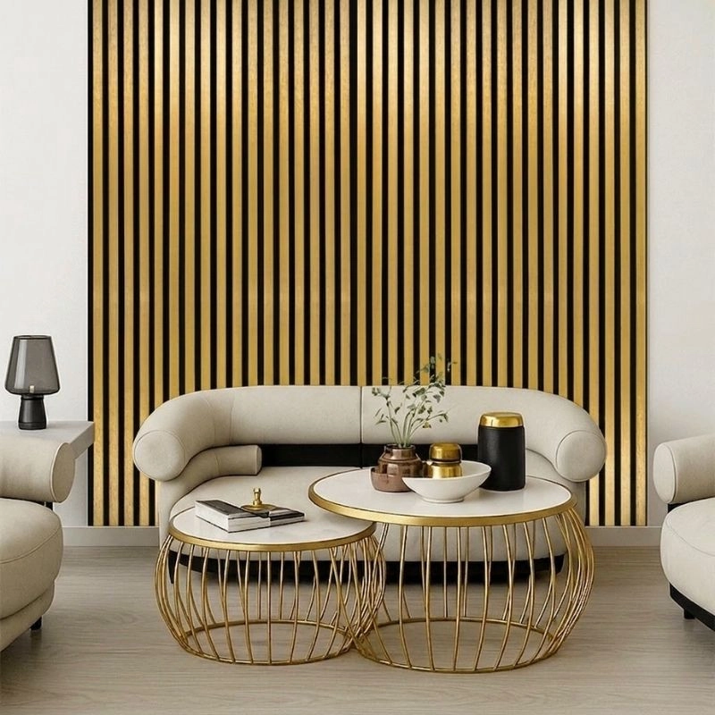 Акустичен панел от MDF 60x275см Голд + ПОДАРЪК: Монтажно лепило