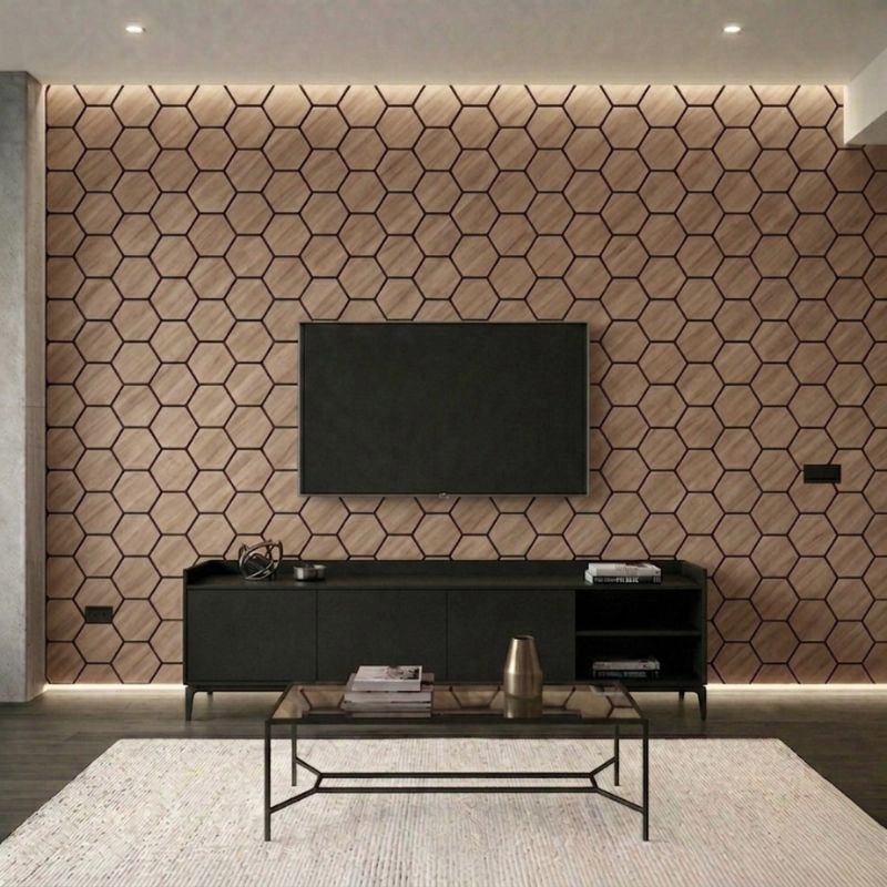 Акустичен панел Махагон - Пчелна пита 78х64см