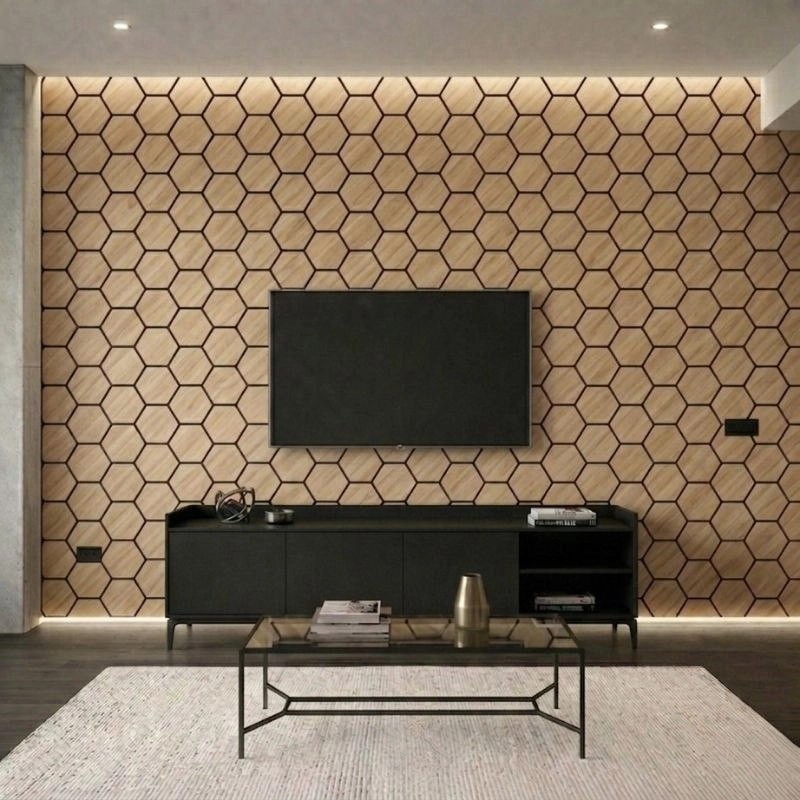 Акустичен панел Светъл орех - Пчелна пита 78х64см