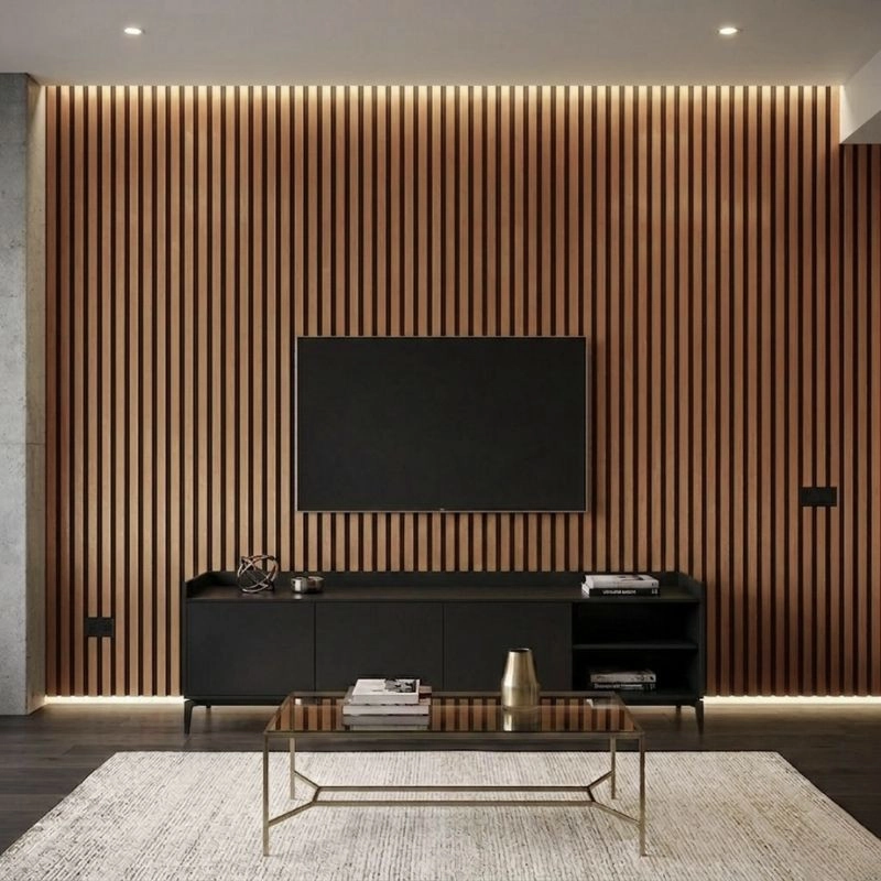 Акустичен панел от MDF 60x275см Тийк + ПОДАРЪК: Монтажно лепило