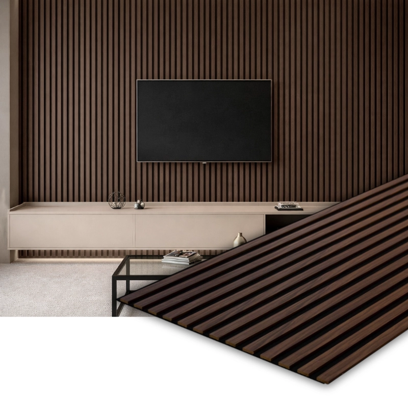 Акустичен панел от MDF 60x275см Тъмен Орех + ПОДАРЪК: Лепило