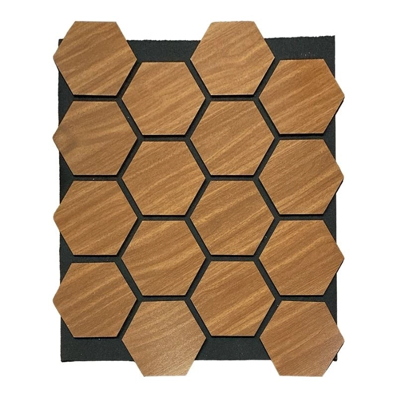 Акустичен панел Тъмен орех - Пчелна пита 78х64см