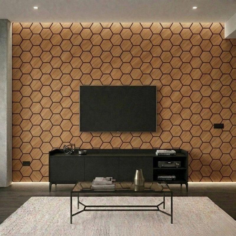 Акустичен панел Тъмен орех - Пчелна пита 78х64см