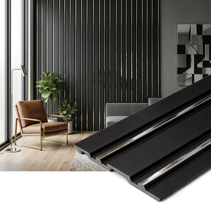 Декоративен линеен панел от PVC Дубай черно