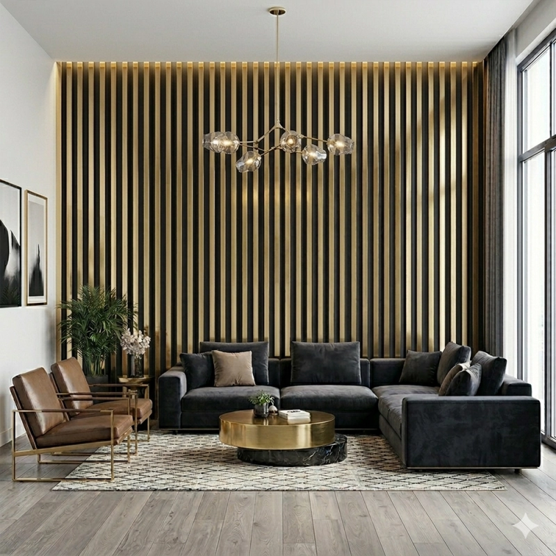 Декоративен линеен панел от PVC Елит златно