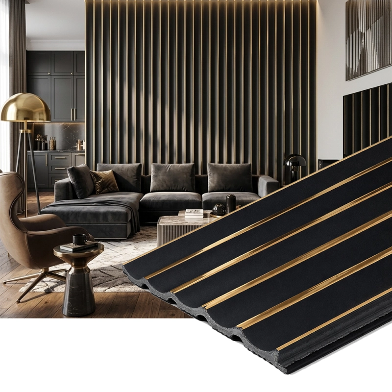 Декоративен линеен панел от PVC Мона черно