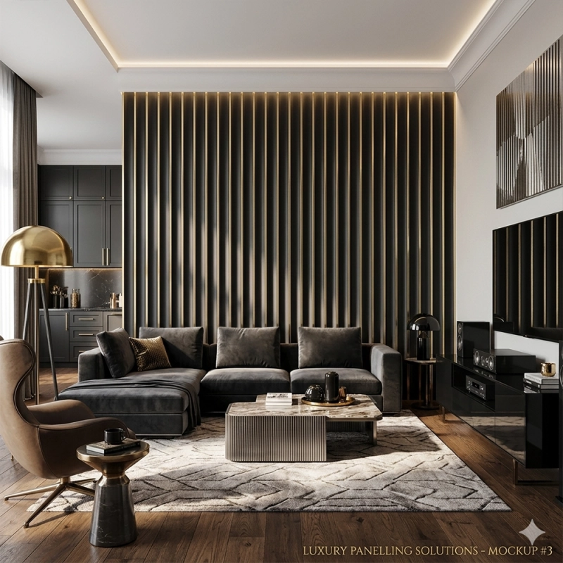 Декоративен линеен панел от PVC Мона черно