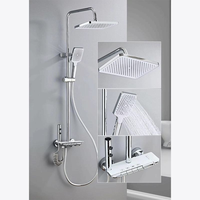 Пиано душ система с ЛЕД дисплей - Бял